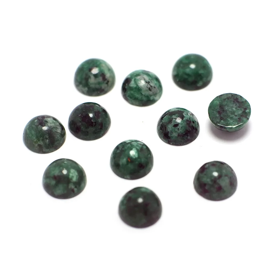 10pcs Round Agate Green Madness Cabochon Stones,8mm Natural Stone,Polished Flat Back Cabochons,Jewelry Making Supplies