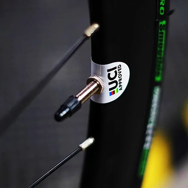 Pegatina de válvula Presta para bicicleta de montaña y carretera, boquilla de aire para neumático, adhesivo protector, decoración, calcomanías APROVADAS