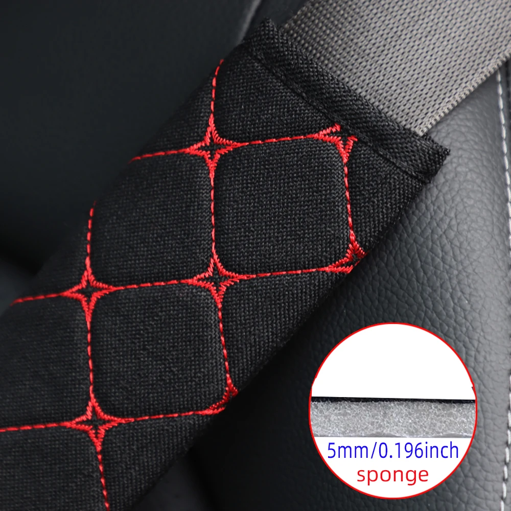 A Linen Embroidered Breathable Fabric Car Seat Belt Shoulder Strap Cover Insurance Strap Cover Car Accessories image 2