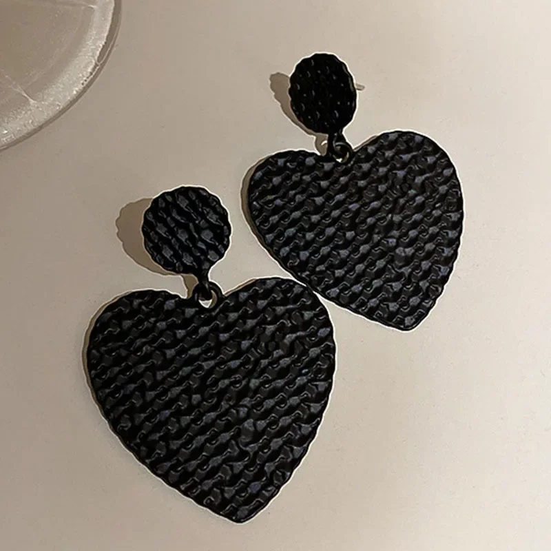 Vintage Punk Black Color Flower Drop Earrings For Women Exaggerated Gothic Geometric Butterfly Heart Wings Earring Party Jewelry image 4