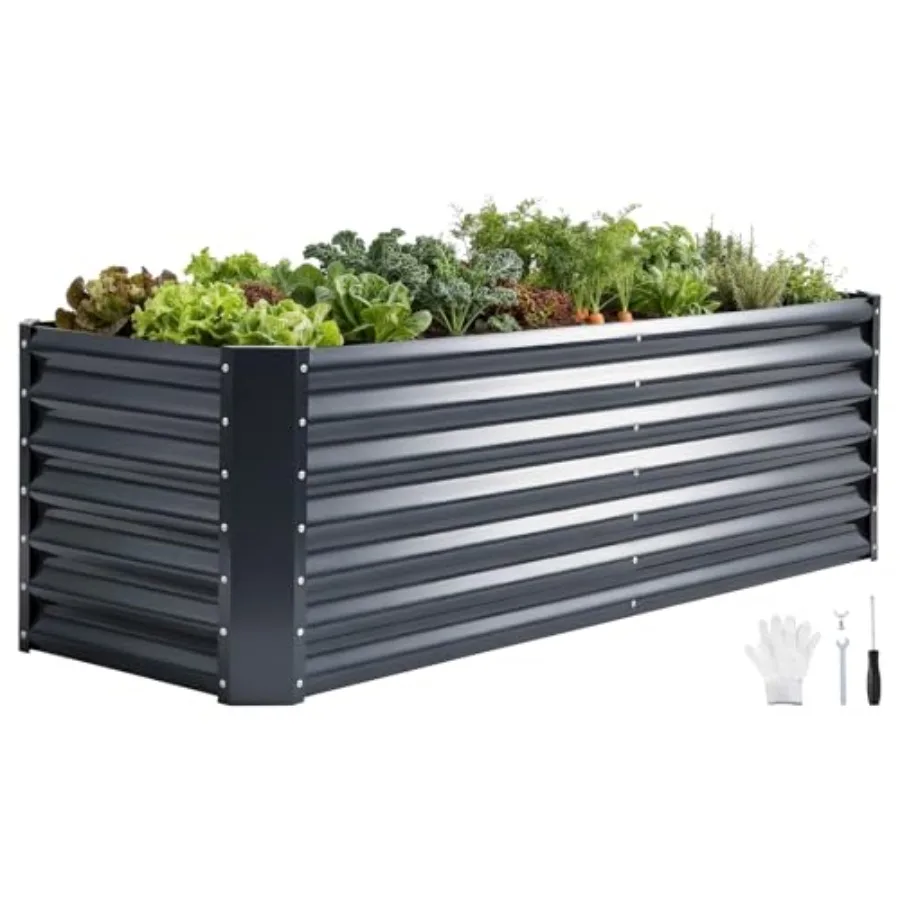 

6x2x2ft Raised Garden Bed - Galvanized Deep Root Planter Boxes Outdoor with Wing Nuts and Safety Edges for Gardening Vegetables