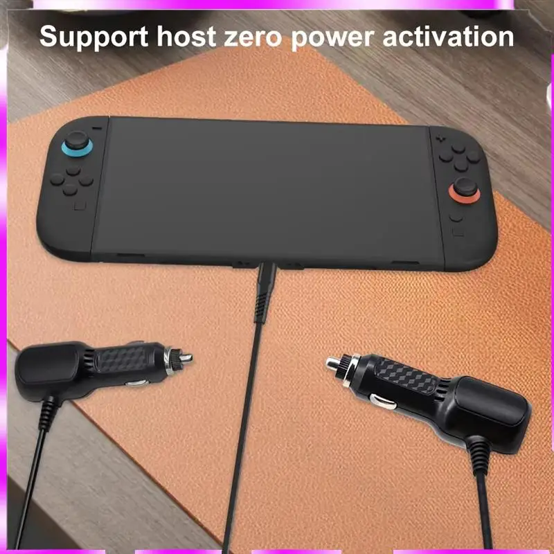 N98R شاحن سيارة عالي السرعة سريع الشحن لـ Switch Lite للتبديل 2 USB نوع C كابل محول الطاقة