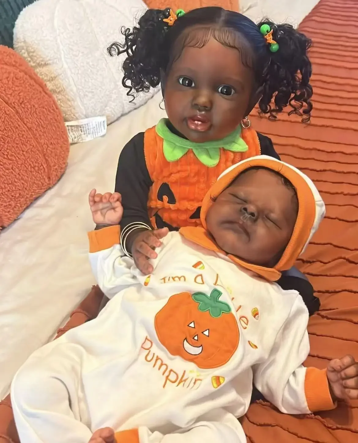 DLS Customized Limited Supply 24inch Reborn Baby Lottie Dark Skin African Girl Already Finished Doll Different Dress