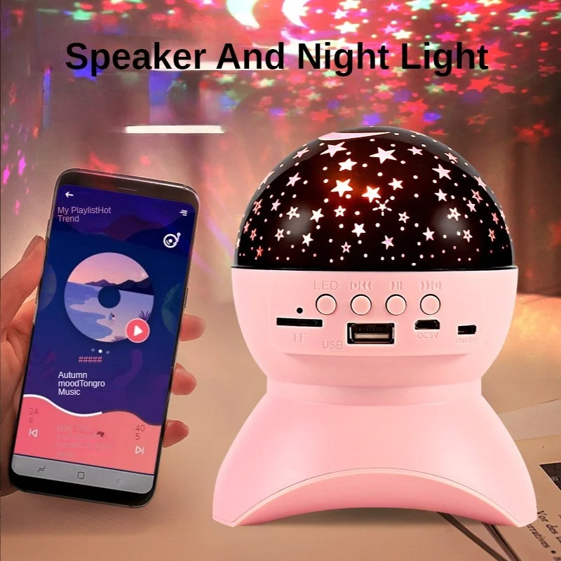 2023 New Bluetooth Speaker With Colorful Light High Sound Quality Rotating Wireless Box Home KTV Flash Color Changing USB Sale