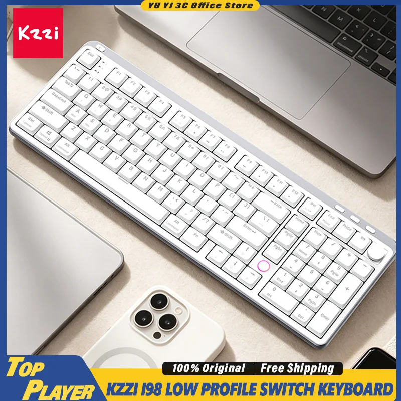 Kzzi I98 Low Profile Mechanical Keyboard Quiet Wireless Tri Mode