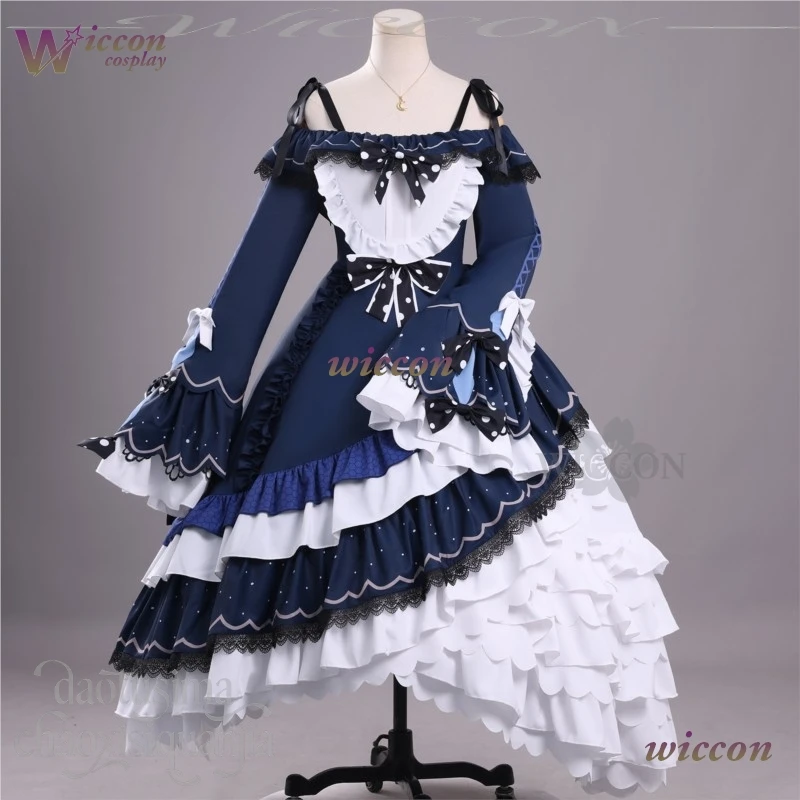WUHU Anime Magical Girl Witch Trial Cosplay Natsume Anan Costume Kawaii Navy Blue White Cake Dress Goth Lolita Wigs Christmas - view 2