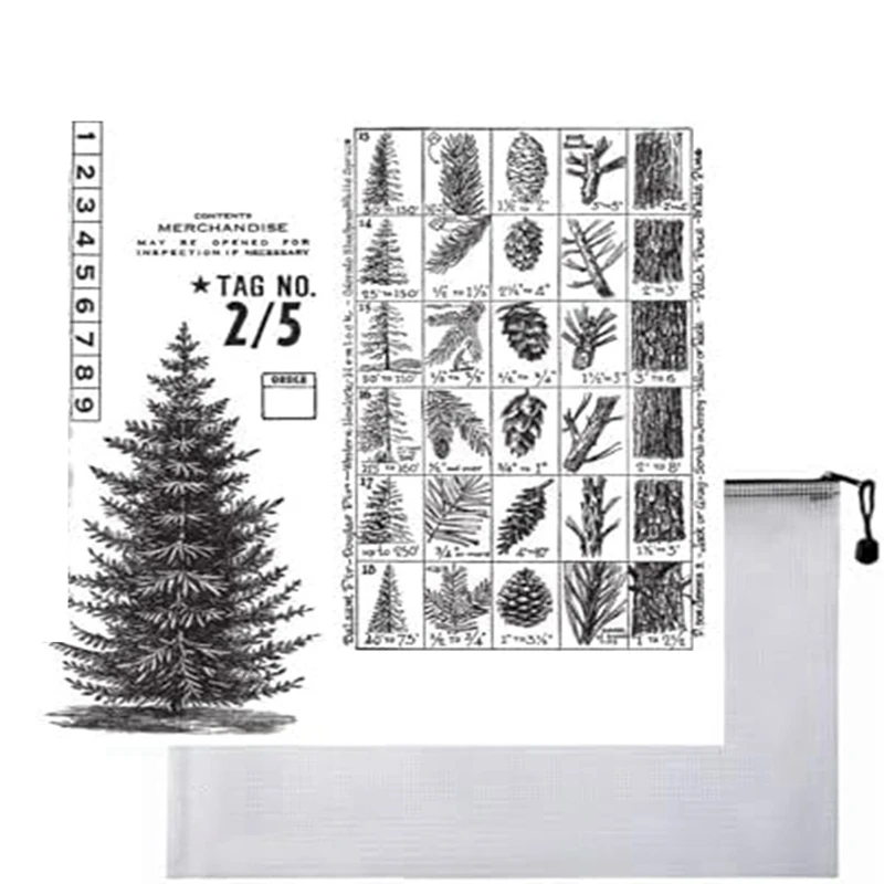 Winter Woodland Cling Stamp Set - Mesh Storage Bag Durable High Guality Easy To Use