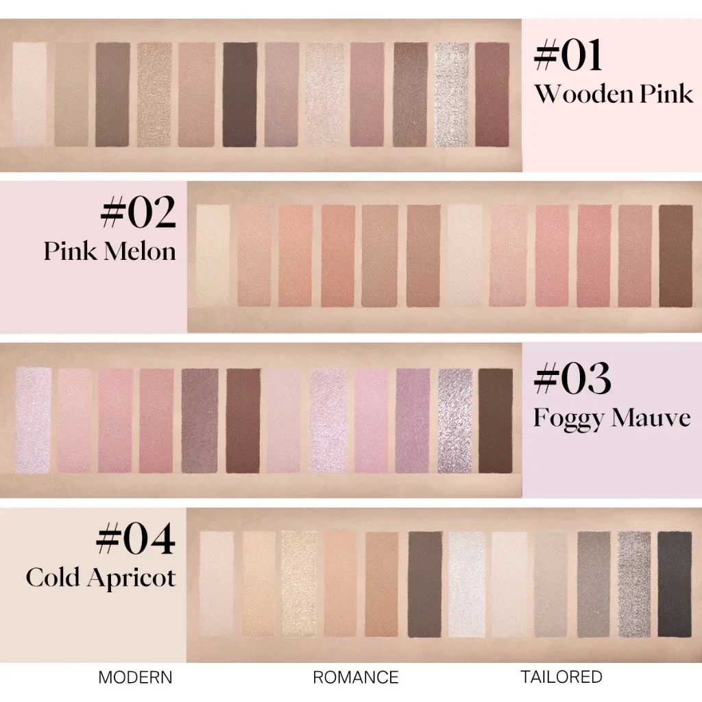 JOOCYEE 12 Shades Eyeshadow Palette Lunga durata Bassa saturazione Bellissimo trucco per occhi Contiene ombretto, fard e evidenziatore