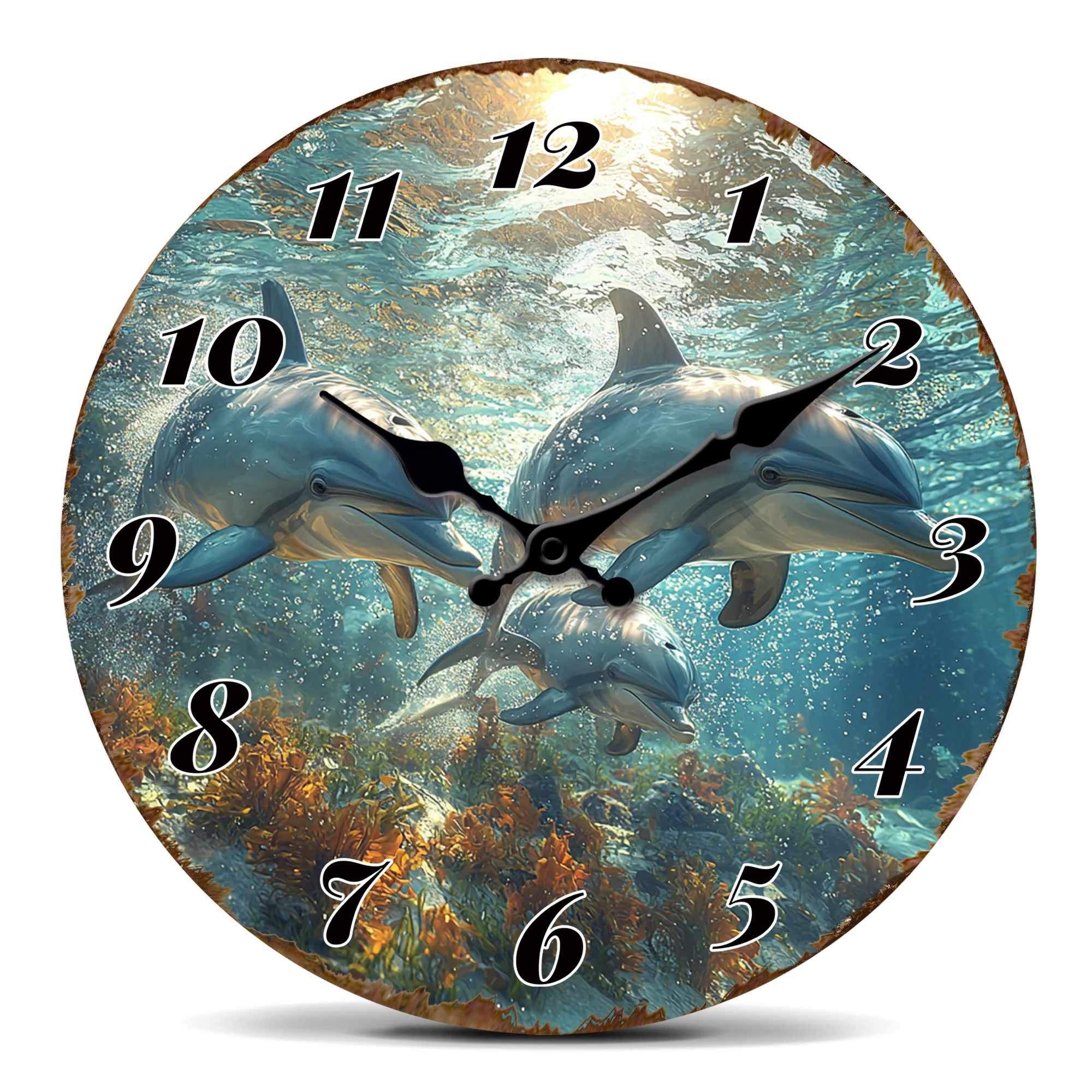 Unterwasser-Delfine-Wanduhr, Ocean Life-Themen-Dekor