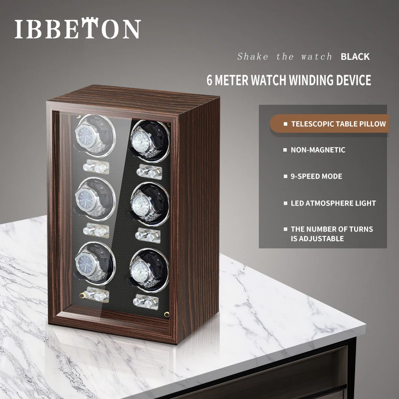 Automatic Watch Winder Luxury Wood Watch Safe Box Mabuchi Mute Motor with LED Interior Backlight Watches Storage Boxes Case