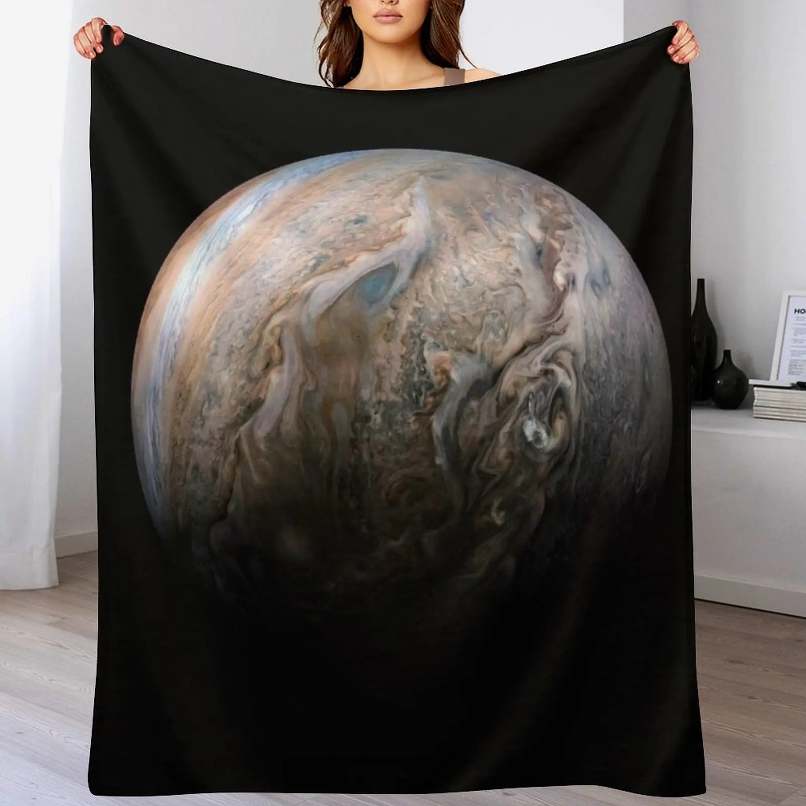

Jupiter's stormy Northern hemisphere Jovian Jet stream detail Throw Blanket Warm Comfortable Blanket Gift for Parents Friends