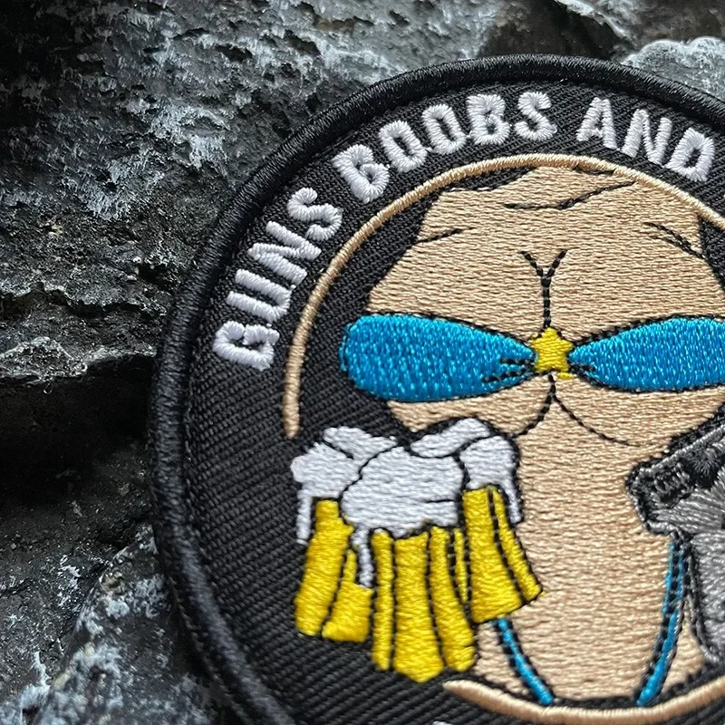 Three Small Hobbies Embroidery Patches Hook&Loop Creative Beer Weapons BOOBS Morale Badge for Clothes Tactical Backpack Applique