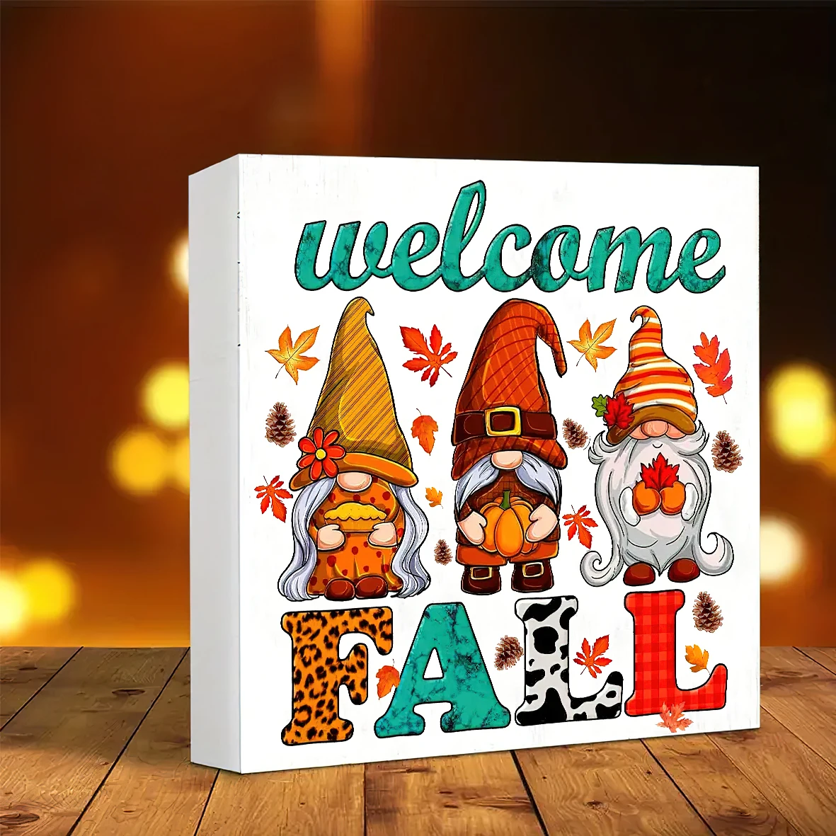 ديكور ساحر من خشب مابل ليف جنوم - مثالي لموسم الخريف وعيد الشكر والحصاد - مثالي للمنزل والمكتب وعرض الرف