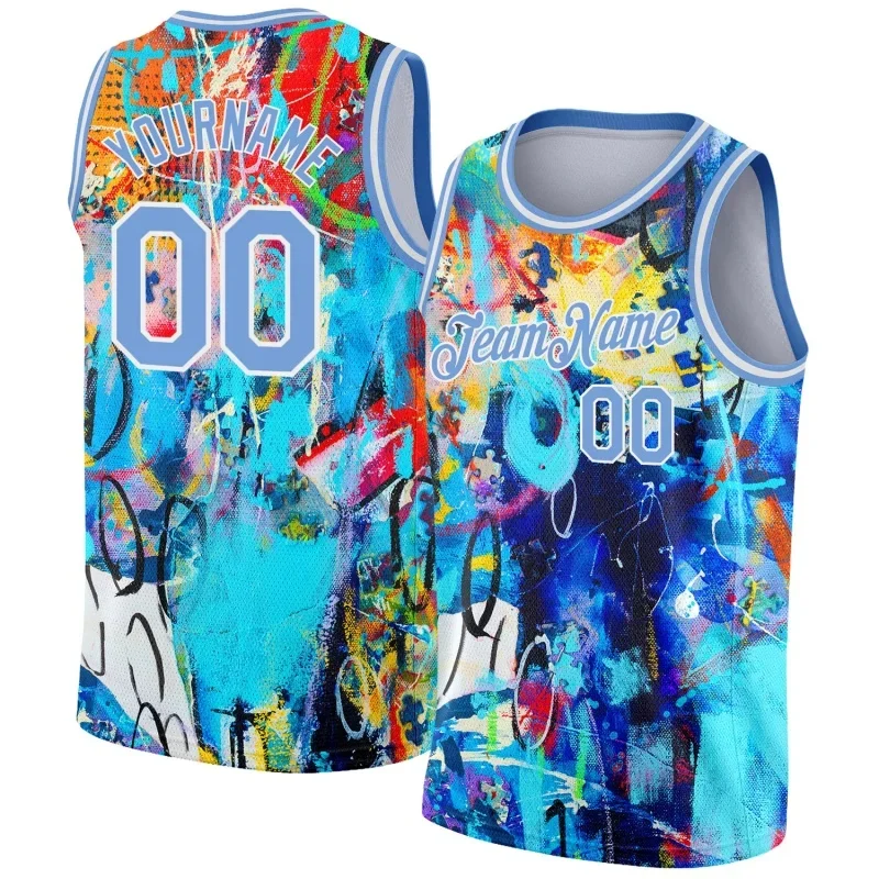 Colorful Leaf Geometry Basketball Pattern Tank Tops For Men Customized Name Numbers 3D Print Tees Summer Sports O-Neck Vest Tops