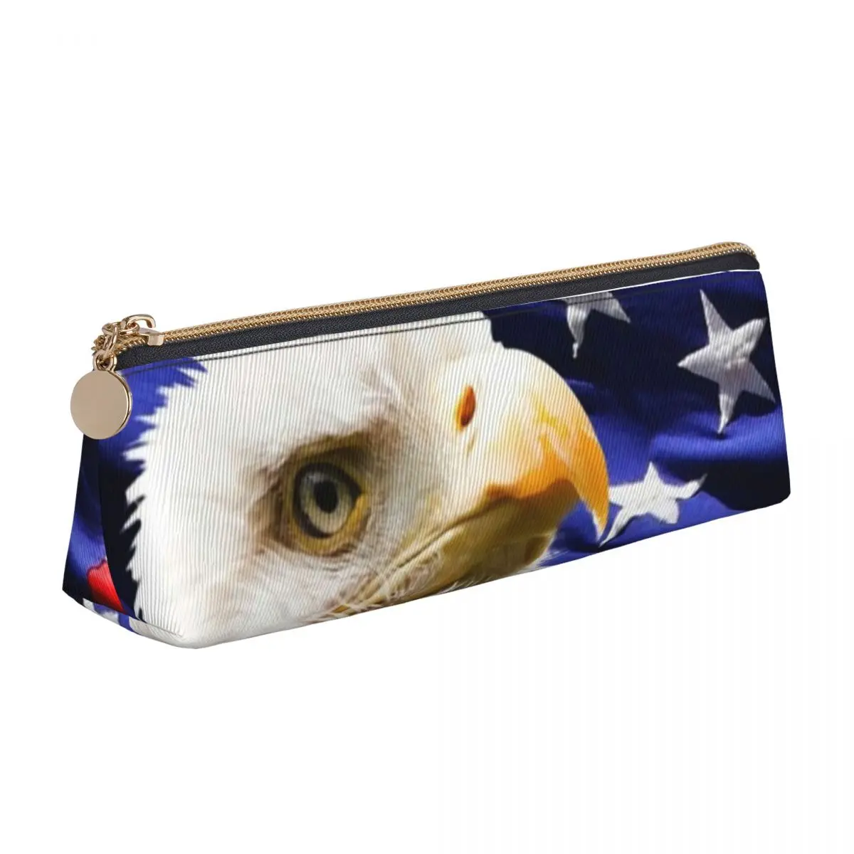 American Bald Flag Eagle Pencil Case Spirit Star Print National Bird Boy Vintage Pen Box Back To School Pencil Cases Supplies