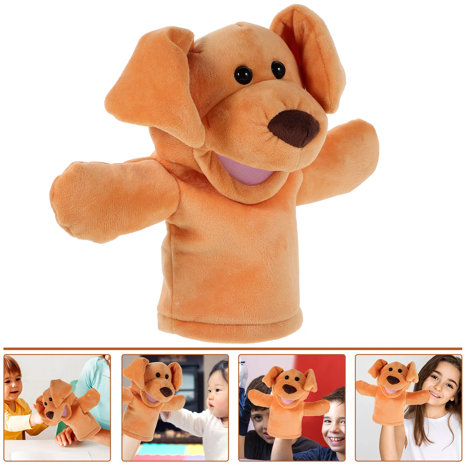 Handpop Speelgoed Pluche Figuur Hond De Koe Dierenpoppen Kort Kind Vroeg Onderwijs Ouder-kind Interactief