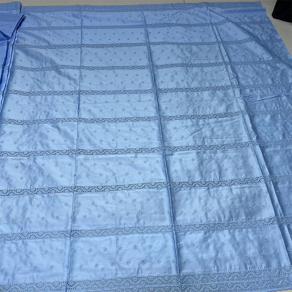2026 African Nigerian Tulle Lace Fabric Sewing for Dress High Quality Damask polish luxe Cotton Pure Embroidery 5Yard hz1419 view 3
