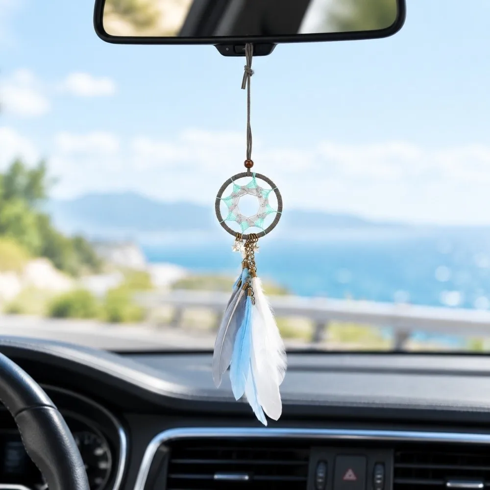 1pcs Durable Handmade Dream Catcher Pendant Woven Design Small Size Car Hanging Decor Feather Dream Catcher Home Decor