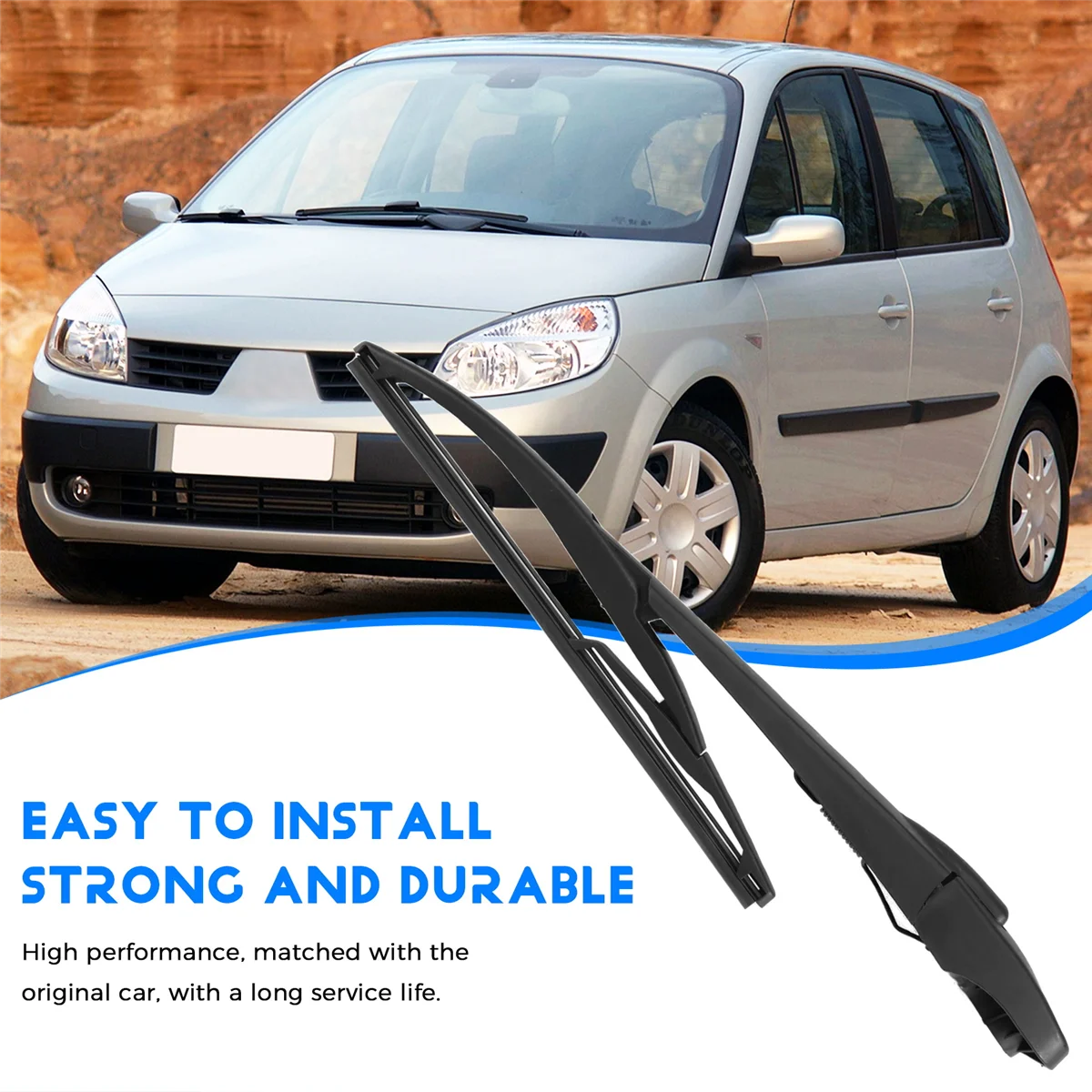 Rear Wiper Blade & Arm Set Kit for Renault Scenic 2 / Grand Scenic MK 2 Windshield Windscreen 2003 - 2009