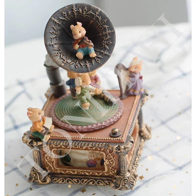 

Retro music box phonograph ornaments, clockwork music box, practical birthday gifts for princess girls and girlfriends