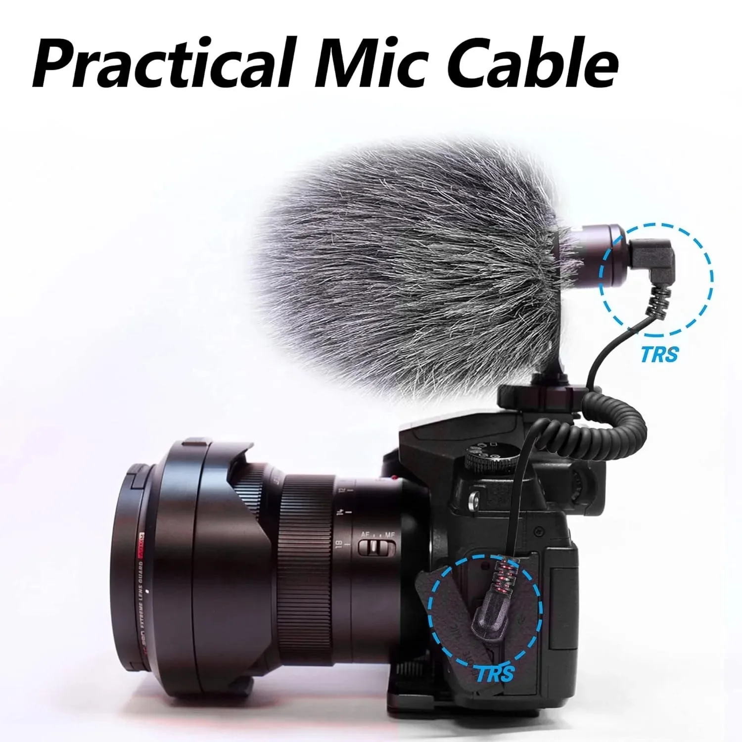 90 Degree 3.5mm TRS to TRS Coiled Microphone Cable for Camera, Right Angle 3.5 mm TRS to TRRS Mic Cord for Phone Tablet