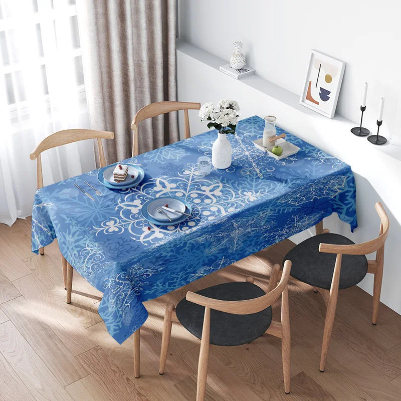 مفرش طاولة بنمط زهرة زرقاء من البوليستر المطبوع لتزيين غرفة الطعام 152 × 243 سم (طول) AliExpress.com تسوق عبر الإنترنت
