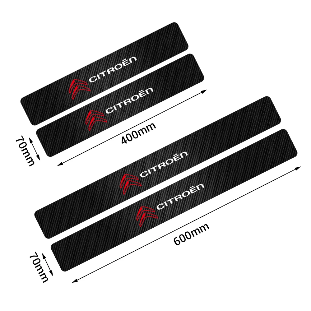 4Pcs Car Door Sill Protection Sticker Anti-scratch Carbon Fiber Door Sill Sticker For Citroen C1 C2 C3 C4 C4L VTS C-ELYSEE C3-XR