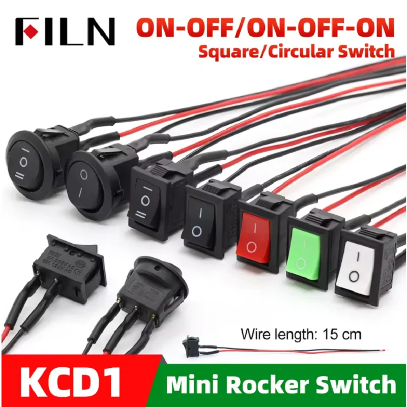 

5PCS ON OFF Round Rocker Switches SPST 20mm Mini AC 250V 3A 125V 6A Mini Circle Toggle Switch for Car Automotive RV 2 Pin