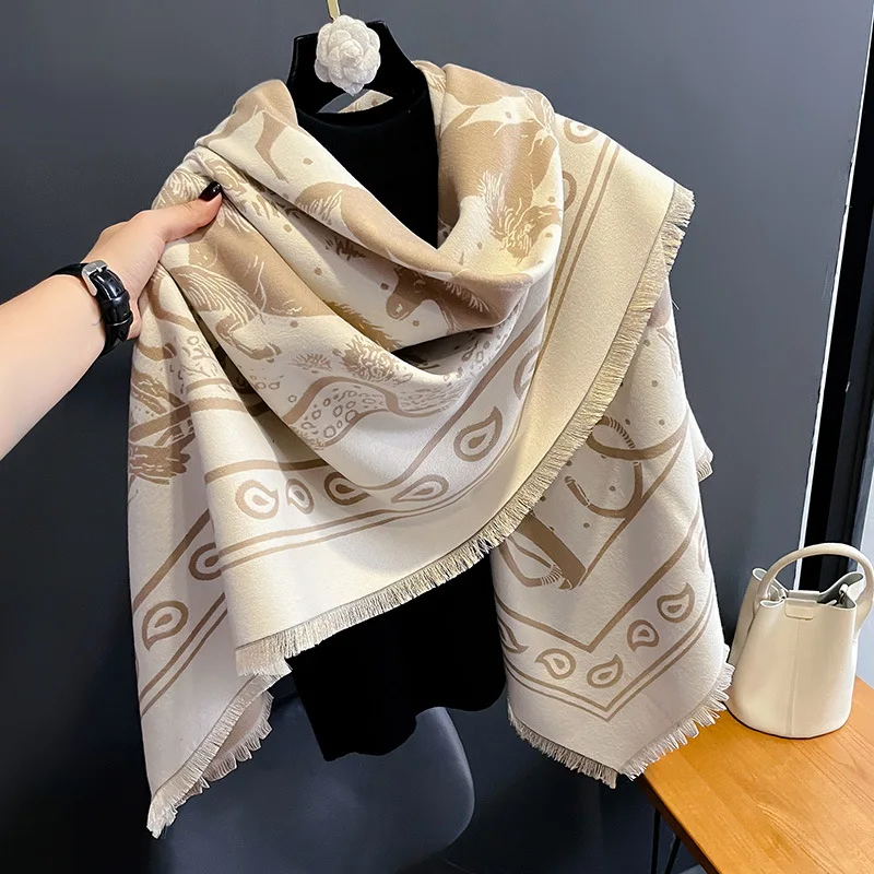 

SANMAIHUA Winter Imitation Cashmere Warm Shawl Soft Scarf for Women Hiver Luxury Fashion Tassel Women Bufandas Scarf Shawl