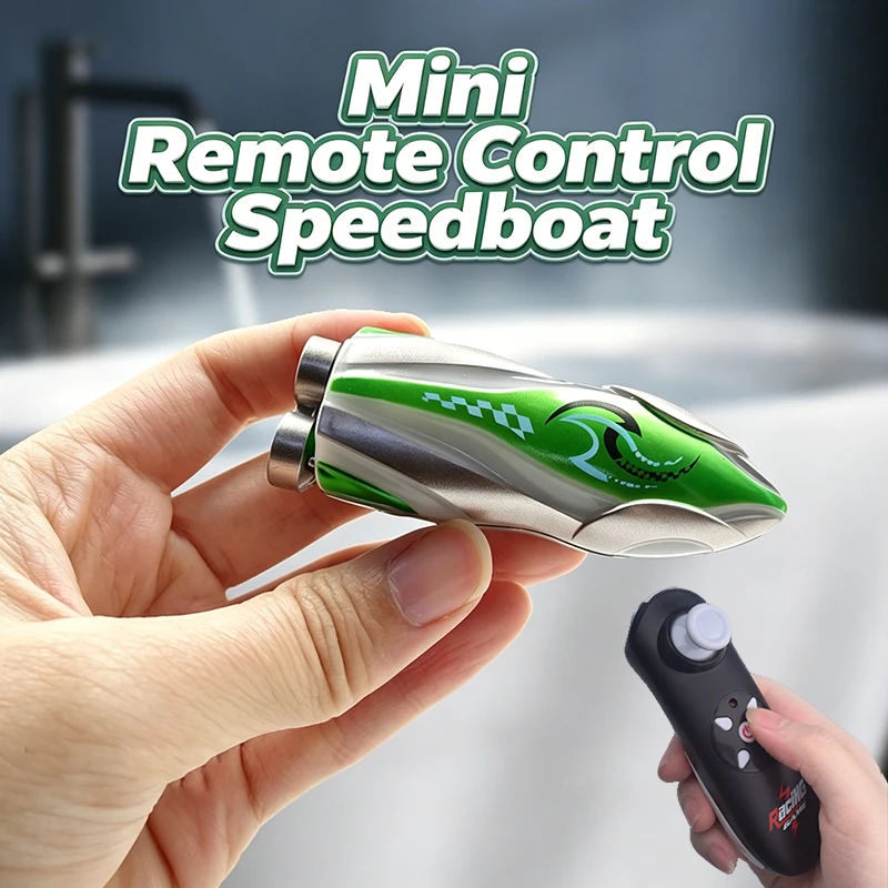 Barco RC Mini 4CH com Controle Remoto, Brinquedo Aquático Rotativo com Luz para Banho e Piscina, Lancha de Controle Remoto, Presente para Crianças