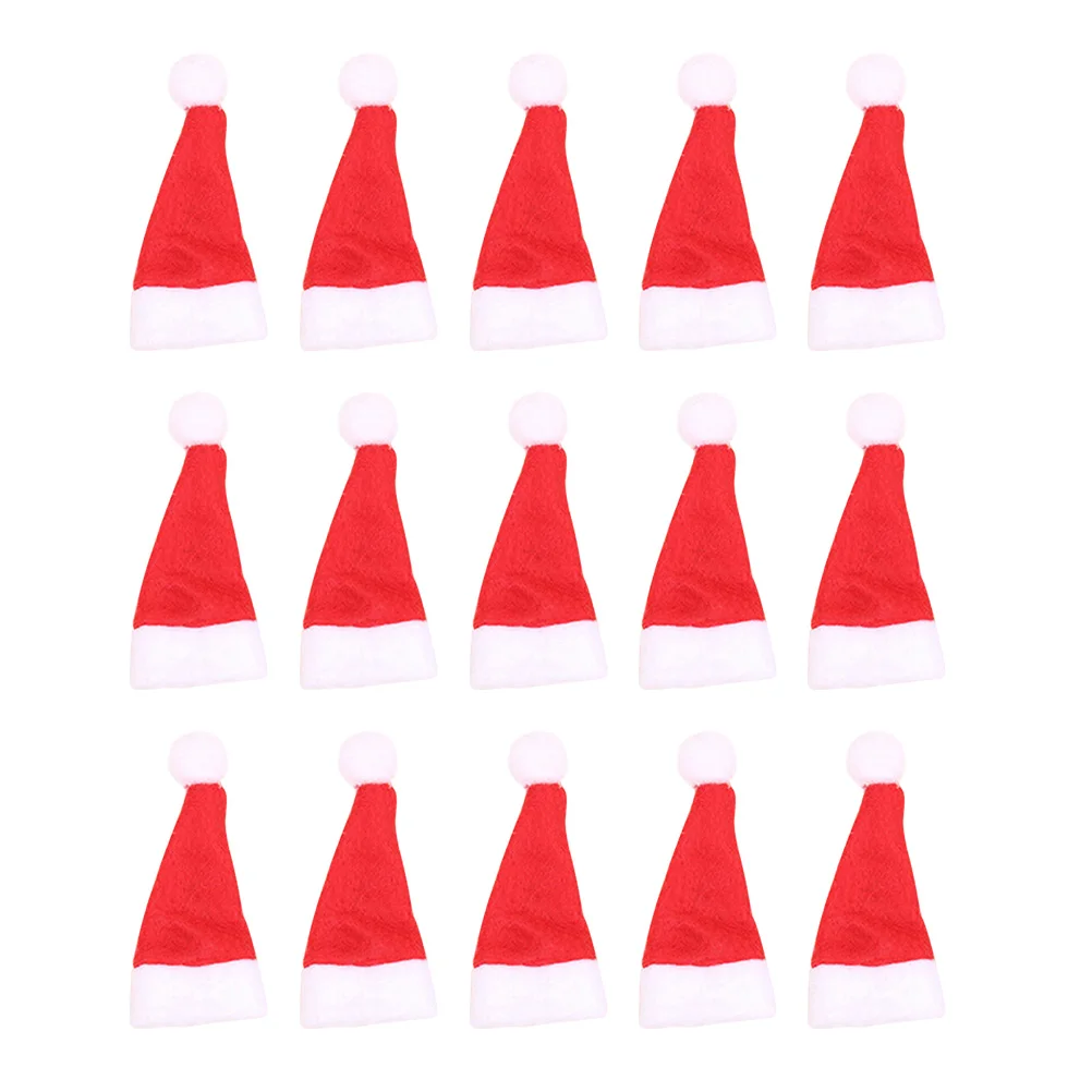 

20pcs Mini Christmas Hat for Lollipop Candy Decoration Reusable Non Woven Fabric Holiday Party Accessory Crafts Prop