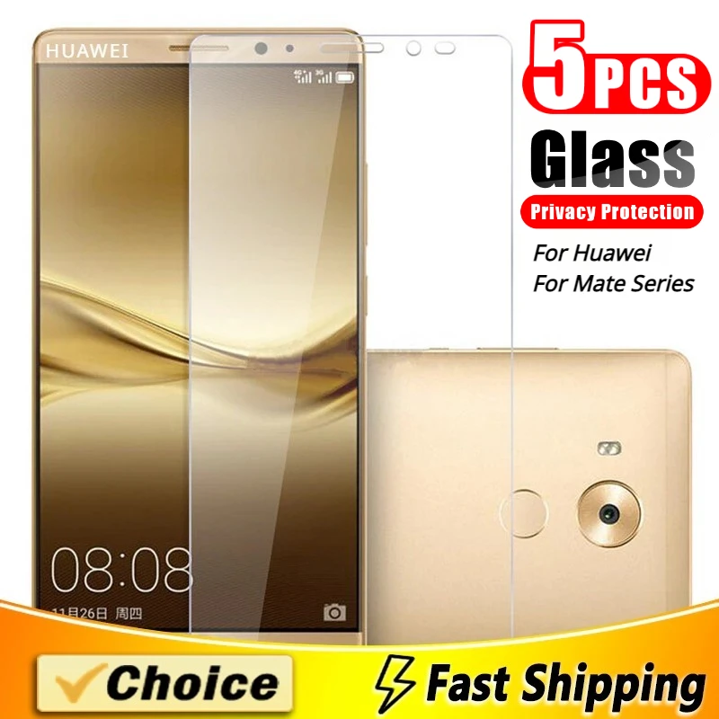 5Pcs HD Tempered Glass For Huawei Mate 8 9 Lite 10 Pro 20 X 50 7 Phone Film For Huawei 30 40 Lite Screen Protector