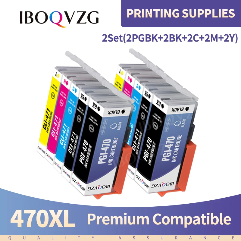 

IBOQVZG PGI 470 CLI 471 PGI470 PGI-470 CLI-471 Ink Cartridges Work For Canon PIXMA MG6840 MG5740 TS5040 TS6040 MG 6840 Printer