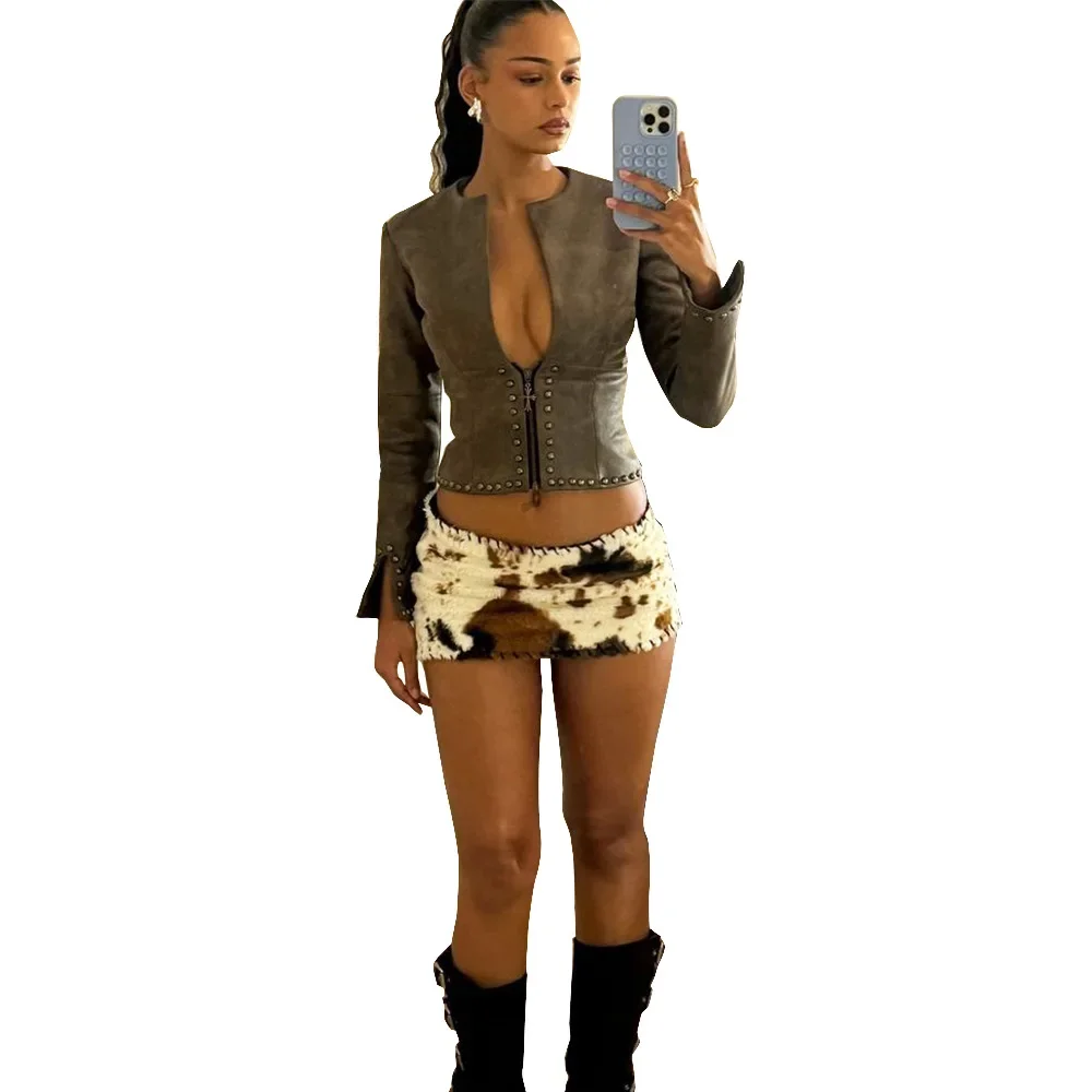 MORODER Hot Girls Instagram Abbigliamento donna Nuova collezione primavera/estate Mini gonna in pelliccia sintetica color block alla moda