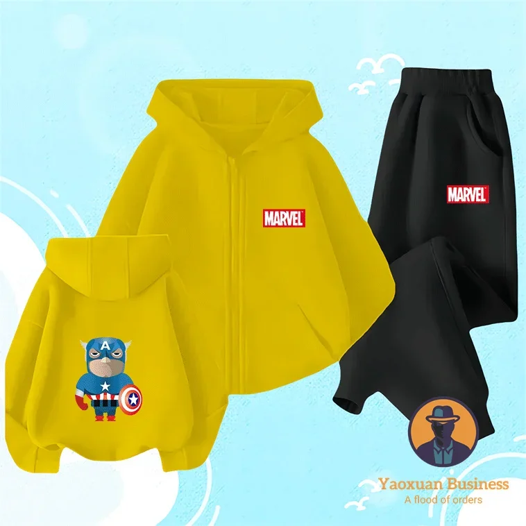 مجموعة هوديي بسحاب من سلسلة Marvel العصرية للأولاد والبنات الصغار مطبوع عليها رسوم كرتونية لطيفة مقاومة للرياح دافئة لخريف وشتاء جديد #3