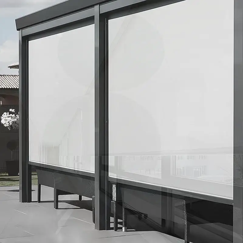 

Outdoor Motorized Roller Blinds PVC Fabric Sun Shade Electric Vertical Zipscreen for Patio Garden Balcony Rolling Blind