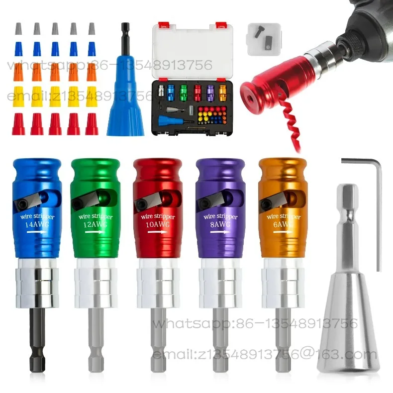 8/10/12/14 wire stripper tool set, wire stranding machine, for stripping of home improvement electrician drill bits