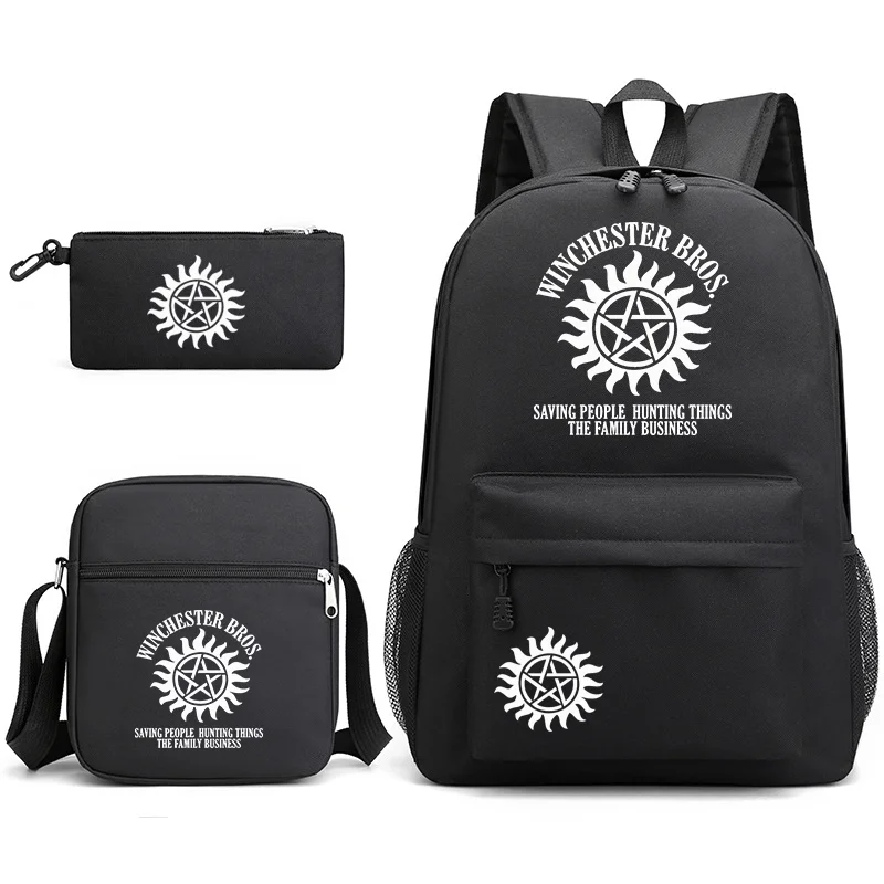 New school large-capacity three-piece backpack teenagers high quality zipper backpack shoulder bag pen bag school school bag