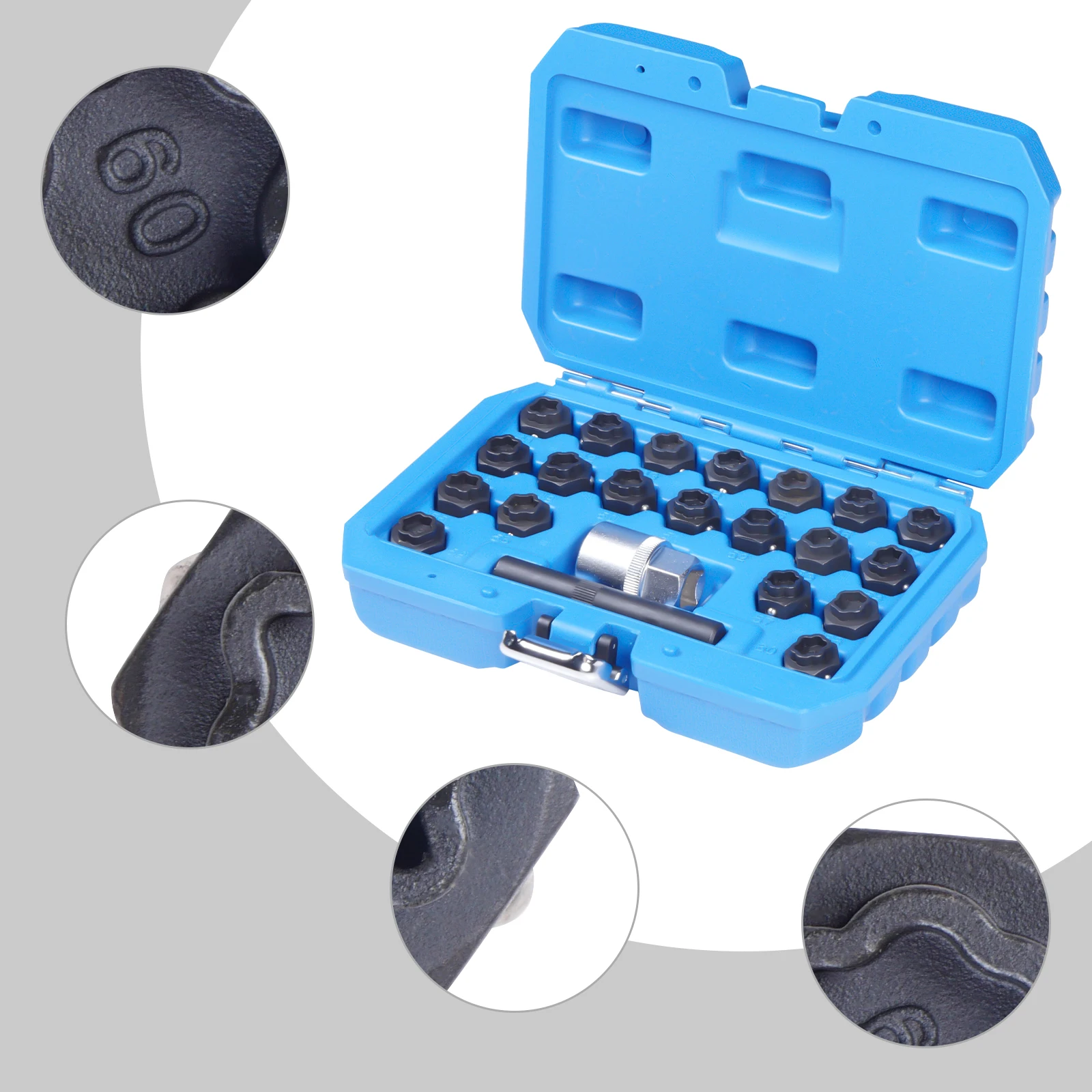 22Pcs Wheel Anti-theft Screw Socket Wrench Lock Lug Nut Key Removal Kit Replacement for BMW