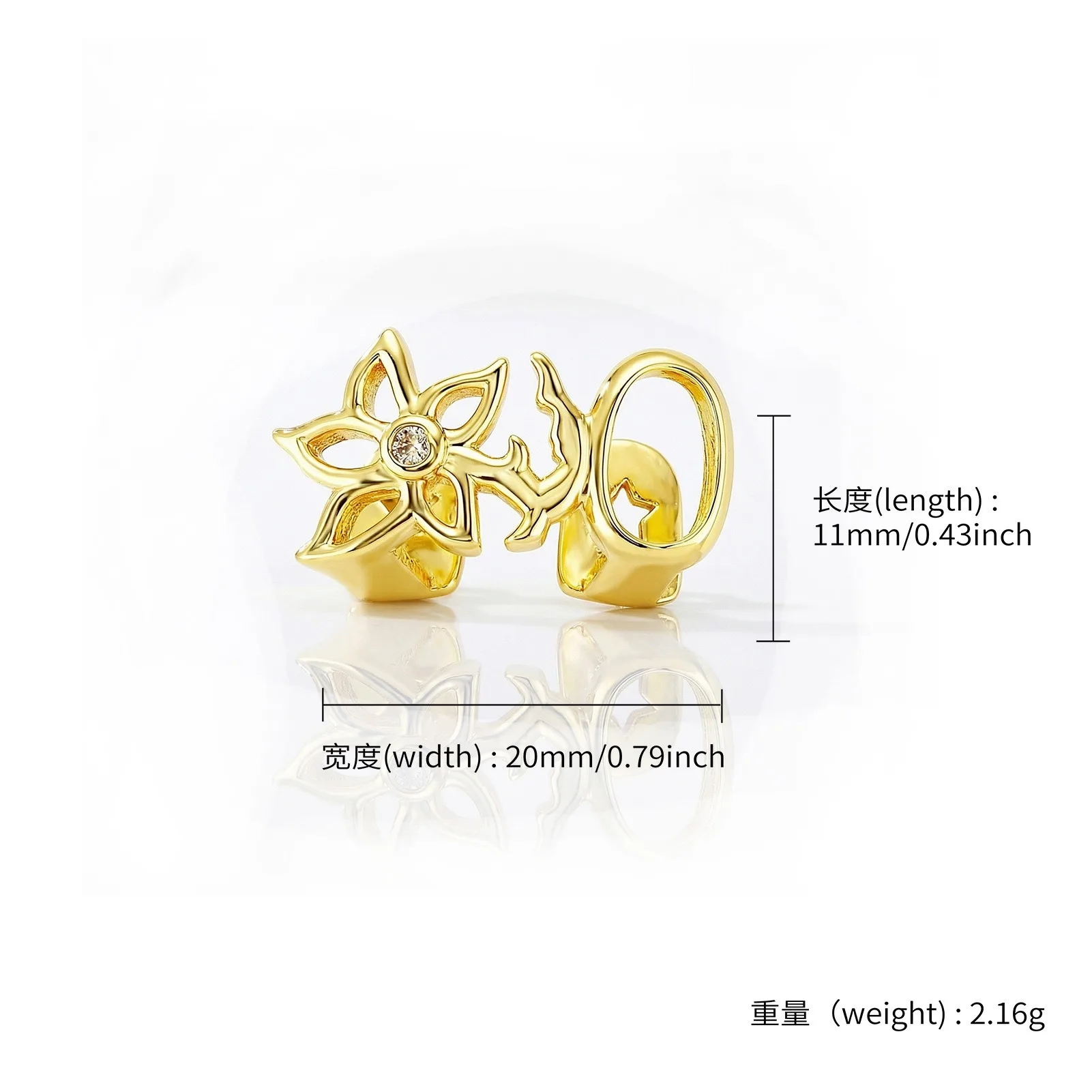 Hip-Hop Style Flower Braces Hollowed Out Glossy Electroplated Braces Gold Teeth Dental Accessories Teeth Grillz ﻿