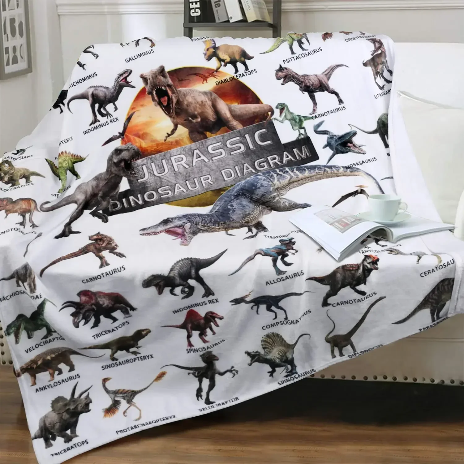 Dinosaur Blanket for Boys Jurassic Dino World Park Soft Flannel Throw Blanket Dinosaur Room Decor for Boys Gifts for Sofa Bed