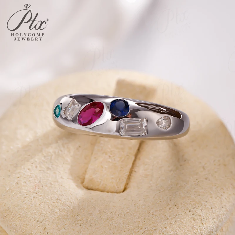 Geometric Moissanite/Lab-Grown Colored Gemstone Ring S925 Wedding Ring Piece of Jewelry That Enhances Women's Romantic Charm
