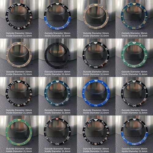 Inserto de bisel de cerámica plano, 38mm x 31,5mm, sustituto de reloj, anillo de inserción, accesorios de reloj, piezas de reloj con bisel luminoso