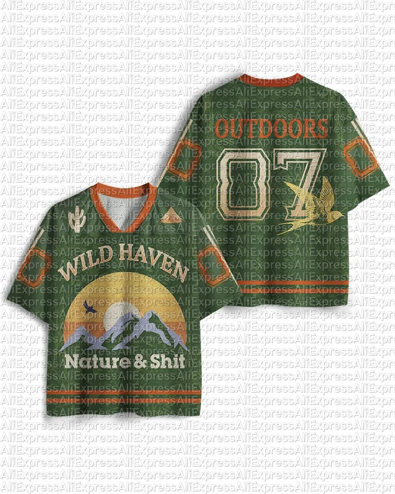 

Children and Adults Retro Mountain Sunset Mountain3D Printed Baseball Jerseys,outdoor Camping Bird Mesh Loose Short Sleeved Tops