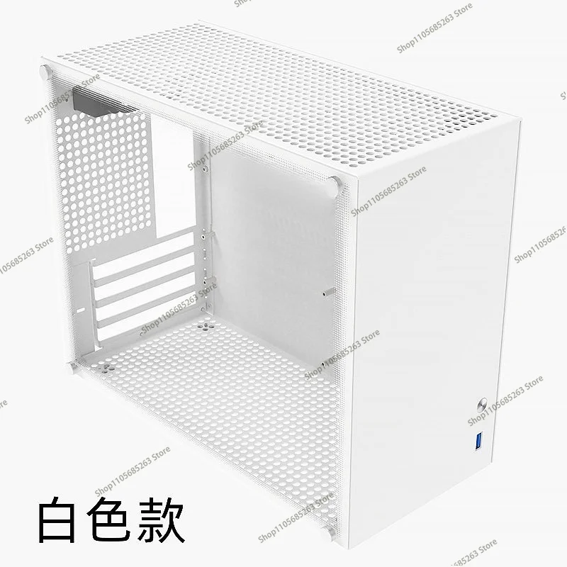 C2P All Aluminum ATX Power White Chassis Side Transparent Graphics Air Cooled Mini Desktop PC Case