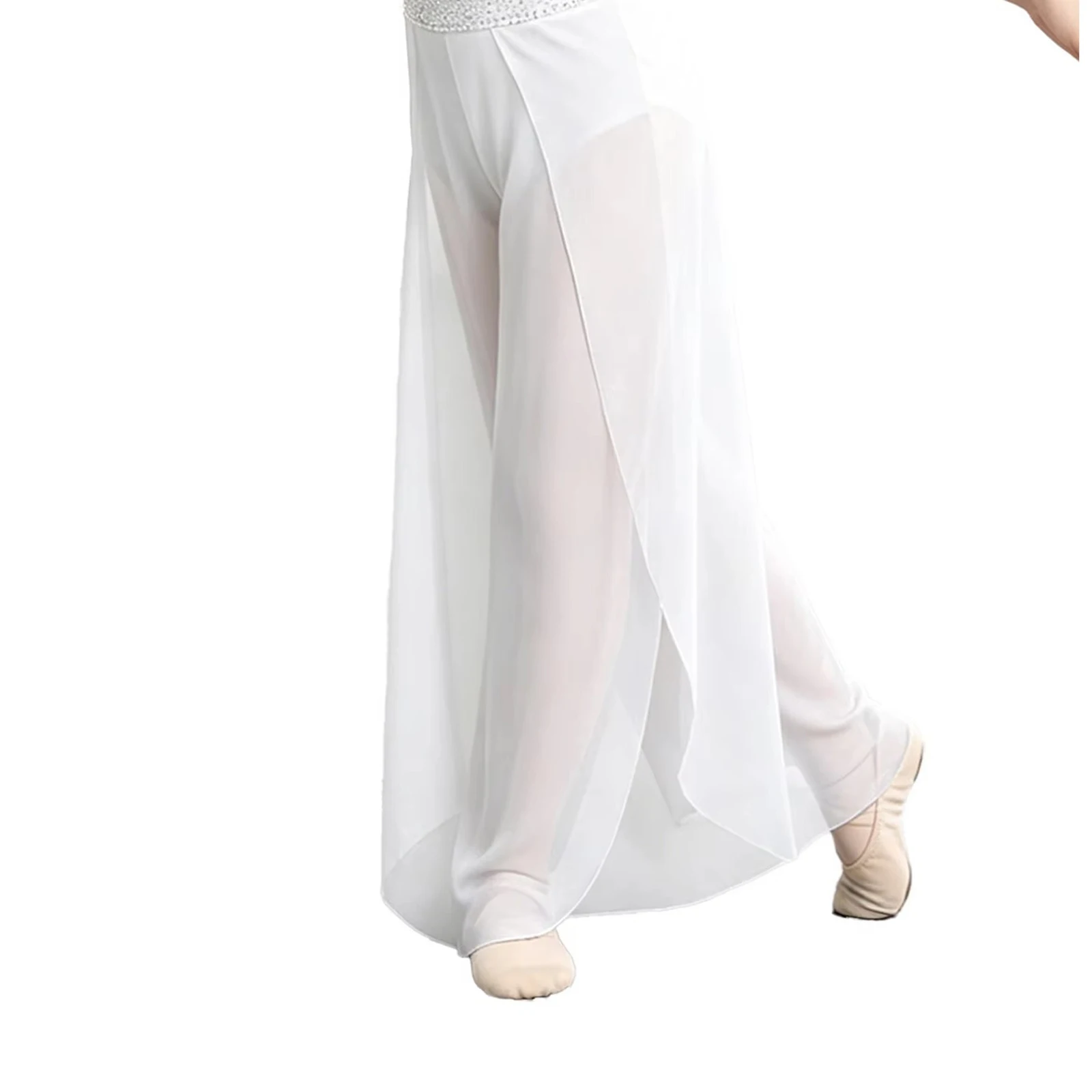 Children's Side Split Mesh Pants Dancewear Trousers Kids Girls Pants Lyrical Dance Costume Stage Performance Modern Dancewear