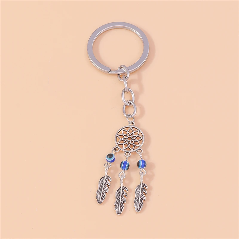 Retro Metal Turkish Luck Evil Eye Keychain Hamsa Hand Key Ring Pendants for Car Key Holder Handbag Decor Jewelry Gifts