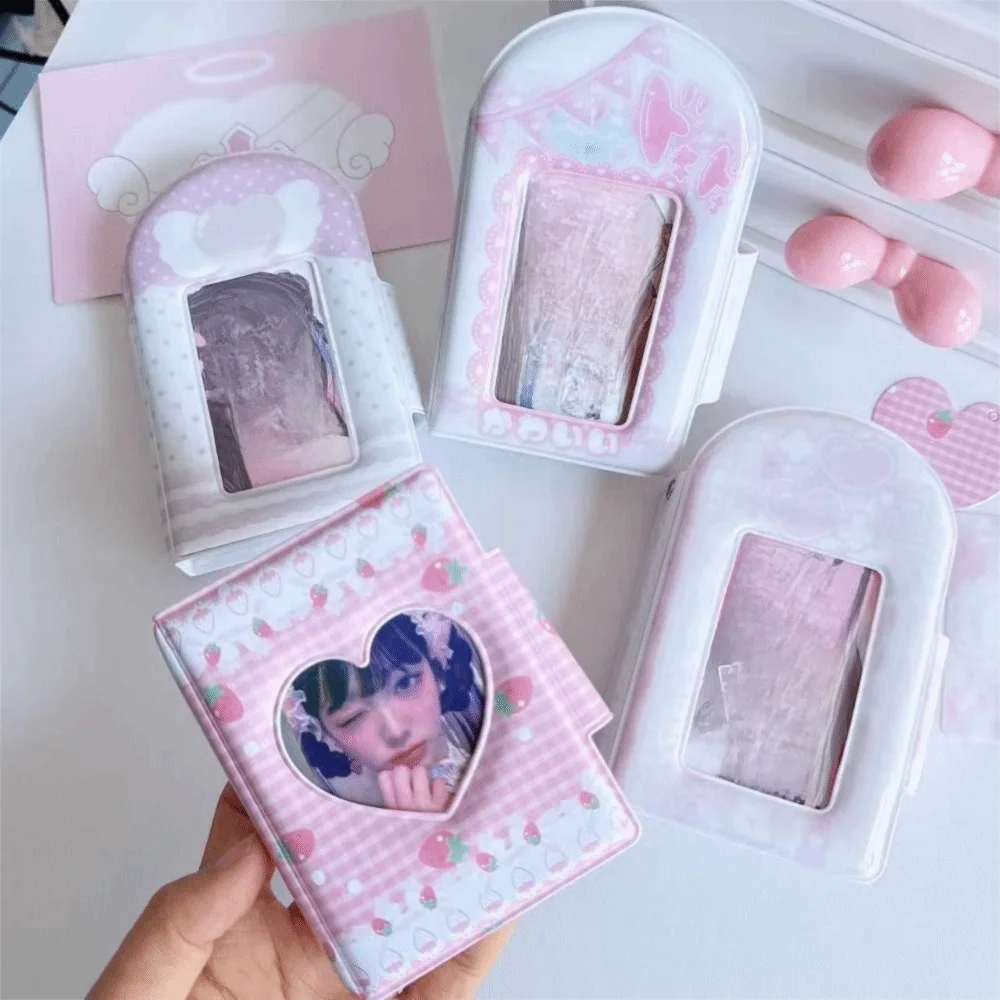 Cute 3 Inch Photocard Binder Album PP 32 Pockets Mini Photo Album Sweet Kpop Photo Card Book Holder