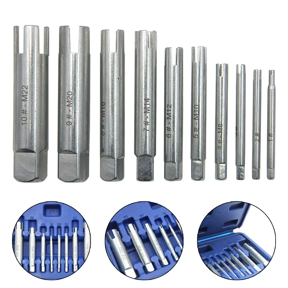 10pcs Remove Stripped Damaged Screw Tap Extractor M1-M10 Broken Screw Tap Remover Tool Wrench Drill Bit Broken Tap Extractors