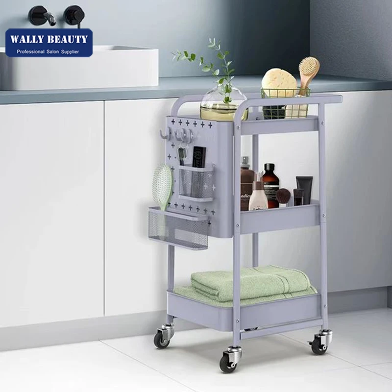 Beauty Salon Tools Trolley Gray Hairdressing Cart Organizer Multi-function Trolley Cart